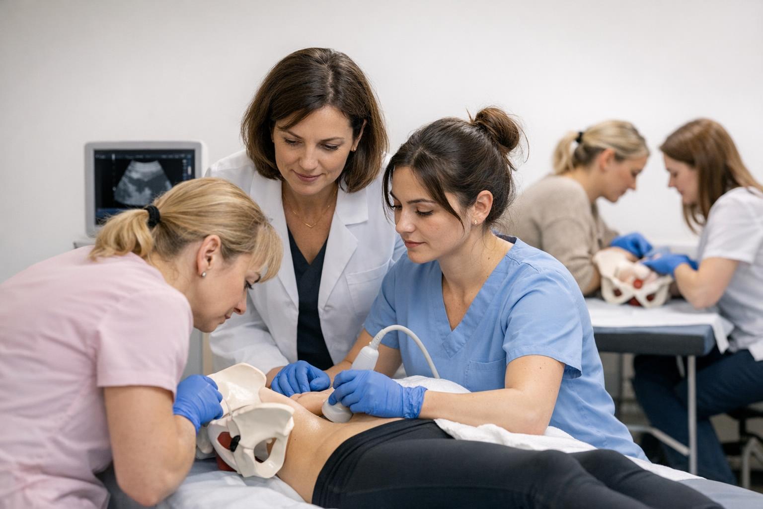 Zdjęcie: Zajęcia praktyczne na kursie uroginekologii — praca w grupach